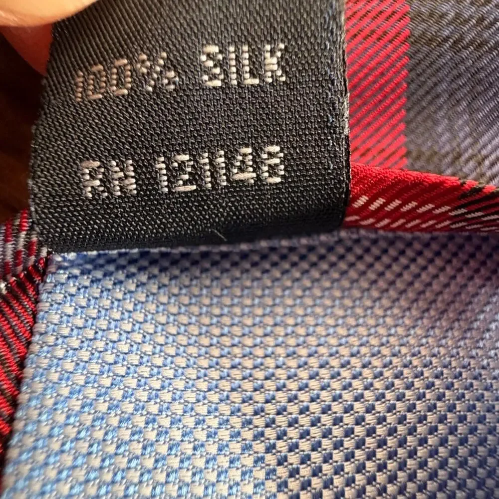 Tommy Hilfiger Red Navy Blue Plaid Tartan Silk Necktie